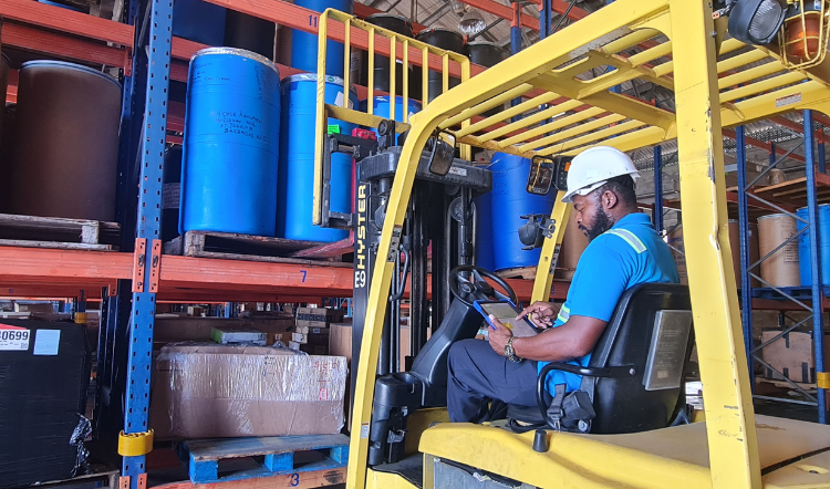 Forklift at shed 2 with technology chandler.